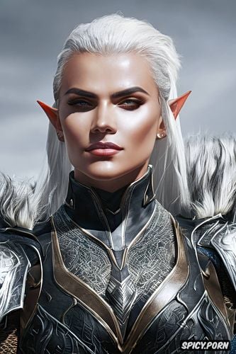 masterpiece, high resolution, hawke dragon age beautiful face ebony skin silver hair tattoos