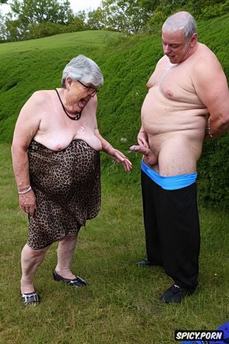 wrinkly face, ribs showing, extremely old senior granny, saggy empty hanging breasts