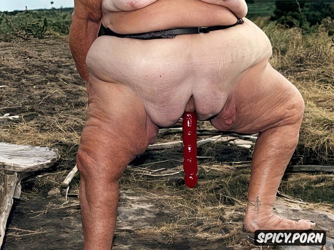 fat old woman 90 years old naked sitting on an erect dick stuck in her pussy