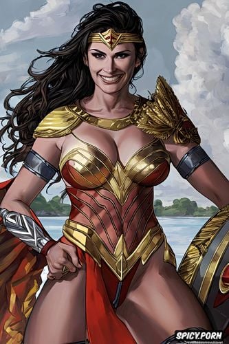 small breasts, wonder woman, fat thighs, warrior female amazonian woman