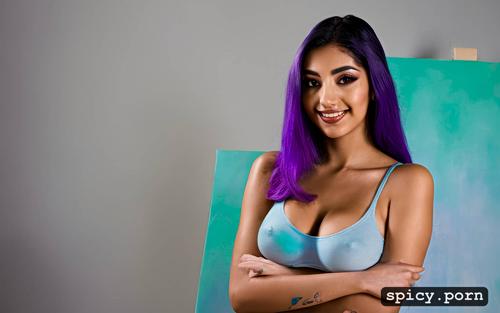piercing, 18 years old, fit body, exotic female, purple hair