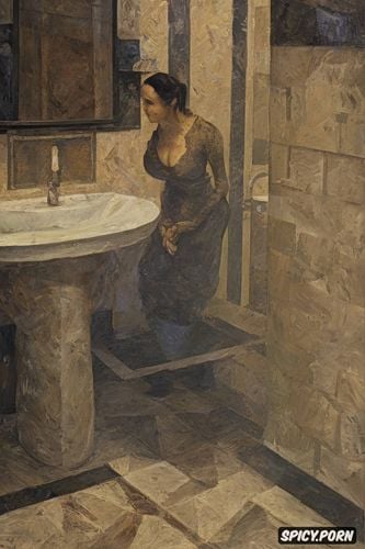 rembrandt oil painting, peeing, vermeer oil painting, latina woman