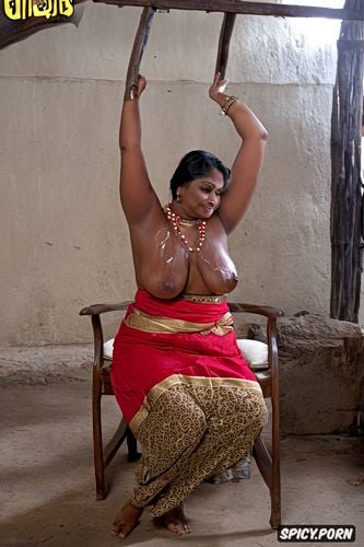 beautiful mid fifties indian village fat bride woman, showing her mature dark vagina to camera