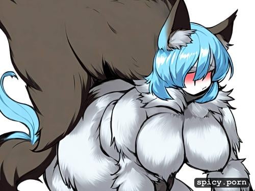 cute and gorgeous, wolf furry, long furry tail, colored, neck fur