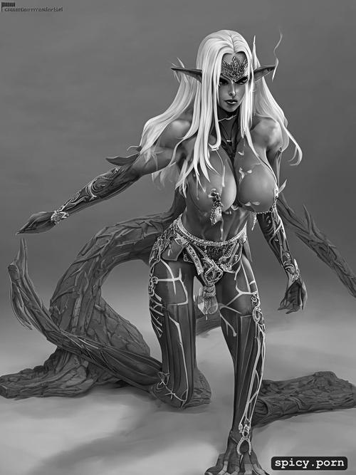 dark elf, ultra detailed, 8k, realistic, cum running out of mauth