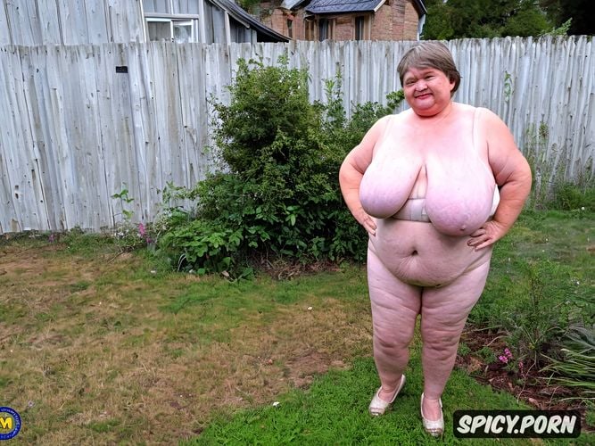 semi short hair, showing big cunt, insanely completely large very fat floppy breasts