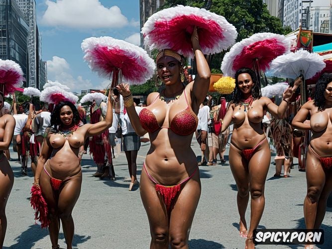 lot of native dancers, some excited women, oiled body, the central market