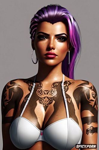 sombra overwatch beautiful face soft yellow lingerie tattoos milf