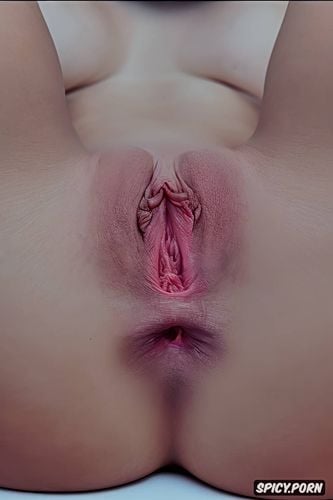 pussy lips held open displaying pussy to the viewer, a cup small boobs