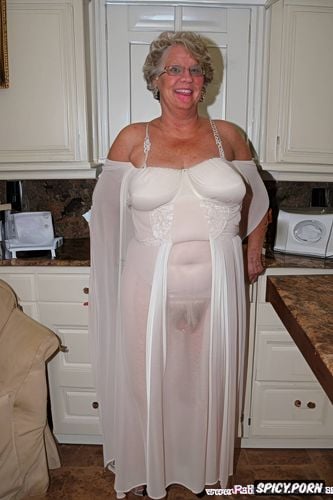 very old horny grandma wearing sheer see thru gown grandma has very hairy pussy underneath gown in livingroom