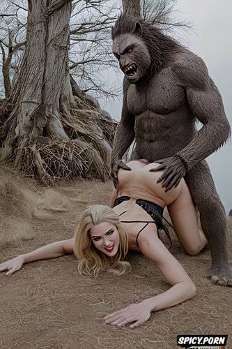 screams in acute vaginal pleasure, sasquatch fat dick fills her pussy