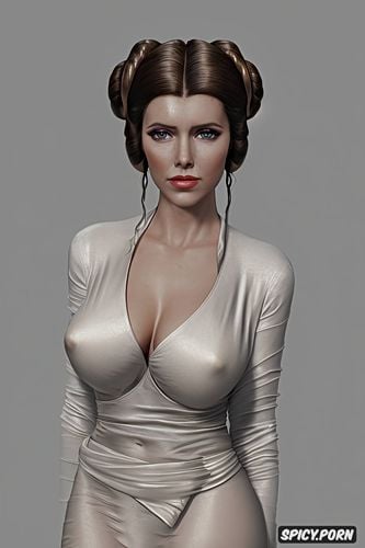 concept art, portrait, sharp focus, matte, princess leia star wars a new hope soft white silk royal robe robe open small perky firm natural tits beautiful face artstation