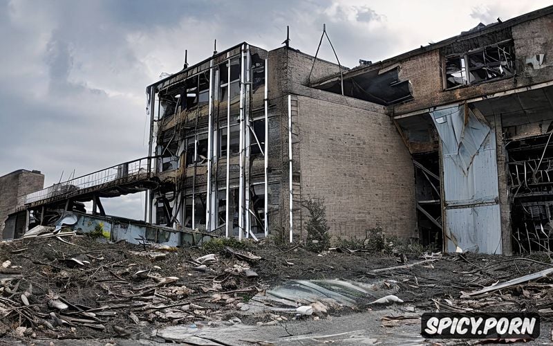 barefoots, open mouth during the orgasm, spread legs on abandoned hospital