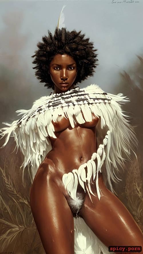 intricate hair, oil painting, facing the viewer, black skin