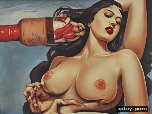 eyeliner painting, giorgio de chirico surreal nude breast nipple dream lips fingertips
