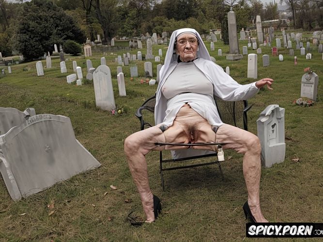 very old granny, zombie, ninety, cemetery, vaginal gape, very thin