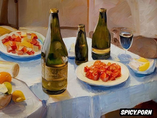 fine art, konstantin razumov, red pepper, hd, lemons on a old wooden table