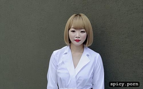 blonde hair, perfect face, 19 yo, bobcut hair, pussy, korean woman