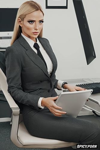 beautiful office woman s skirt suit office sitting on chair