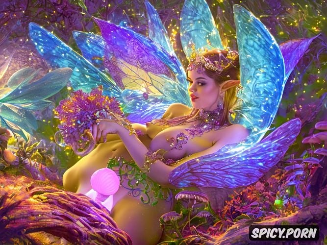 cute petite naked fairies, high quality picture, mushrooms in penis shape