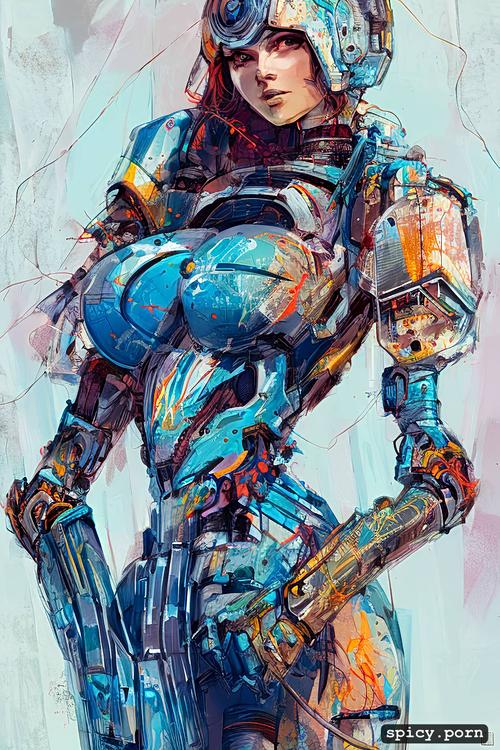 conrad roset, mech, strong warrior robot, carne griffiths, highly detailed