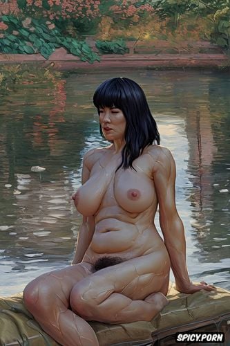 topless, fat hips, full body shot, hip fat muffin top, motoko kusanagi character from ghost in the shell