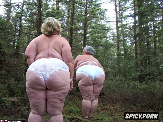 topless, white cotton granny panties, white woman, thick thighs