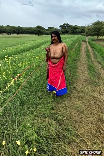 helplessly cornered in a field, a true typical modern genuine gujarati villager