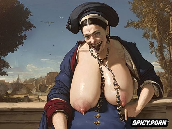 nipple piercings, distended cunt, apostolic cap, topless, nun