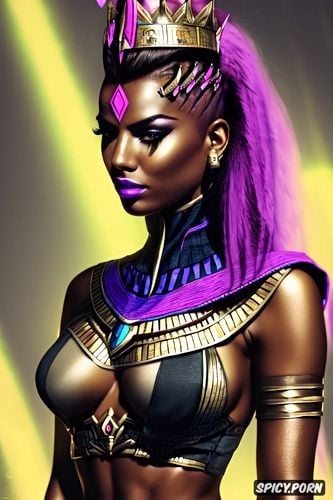 ultra detailed, ultra realistic, sombra overwatch female pharaoh ancient egypt pharoah crown royal robes beautiful face portrait muscles