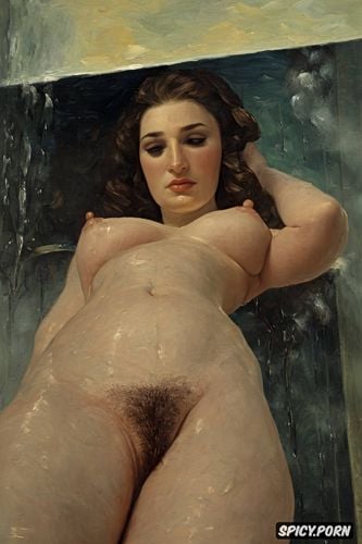 belly, ass grab, victorian gown, very long neck, tiled bathing