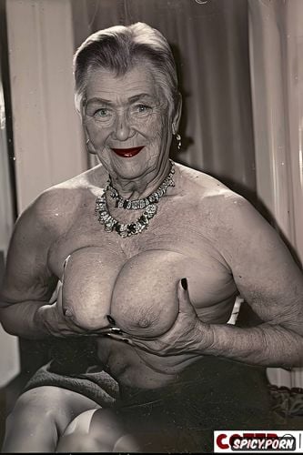 very old german grandmothers, ugly, very huge saggy tits, red lipstick