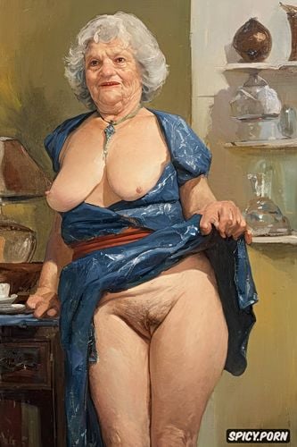 fat granny, the fat grandmother has nude pussy under her skirt shows open labia upskirt very old