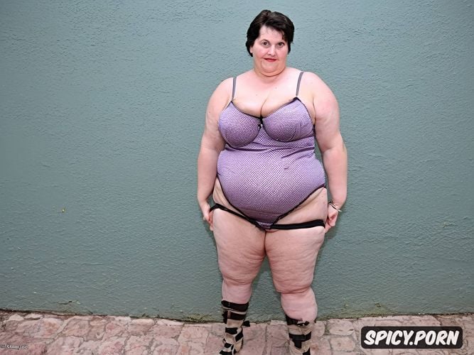 worlds largest most saggy breasts, semi short hair, showing big cunt