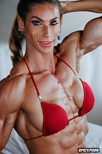 perfect muscular symmetry, hardbody, female teen bodybuilder athlete
