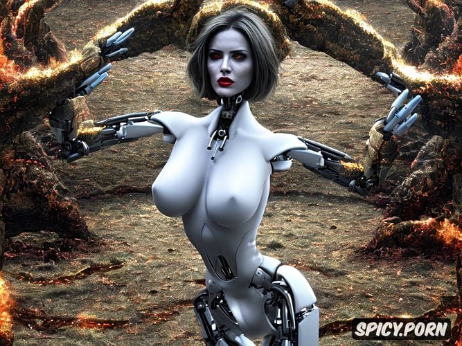light hair, insatiably sex starved, woman vs robot sex tentacle