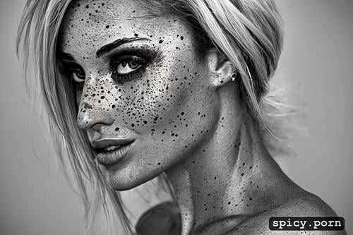 woman, blonde, realistic, highres, ultra detailed, freckles