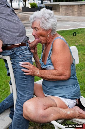 granny hobo dirty poor sit on bench outside detailed big labia
