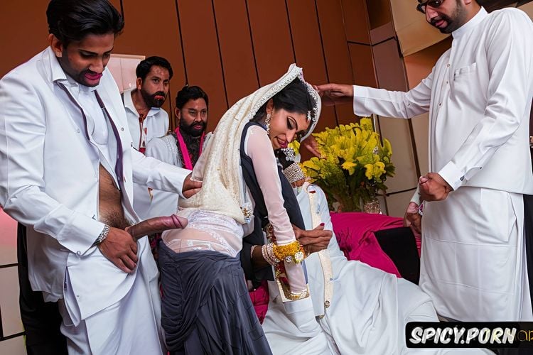 beautiful pakistani muslim bride wearing hijab, cum on hijab