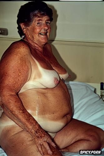 on a bed, super fat, dutch, gilf, naked, tan lines1 3, freckles