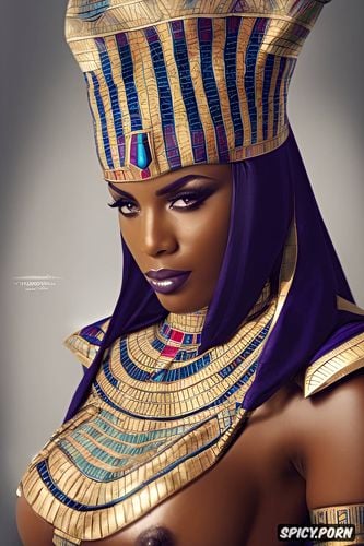 muscles, tits out, ultra detailed, k shot on canon dslr, femal pharaoh ancient egypt egyptian pyramids pharoah crown royal robes beautiful face topless