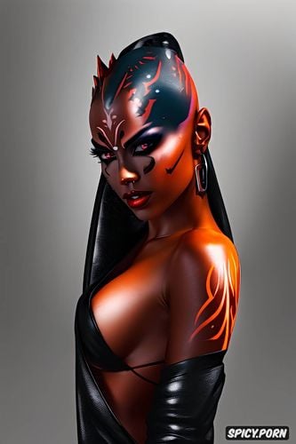 ultra realistic, skimpy black leather sith robes, darth talon