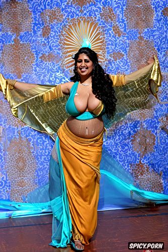 beautiful belly dance costume, hourglass body, busty, gorgeous indian belly dancer
