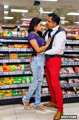 stunning indian wife sexually harassed by an old indian man in a grocery store