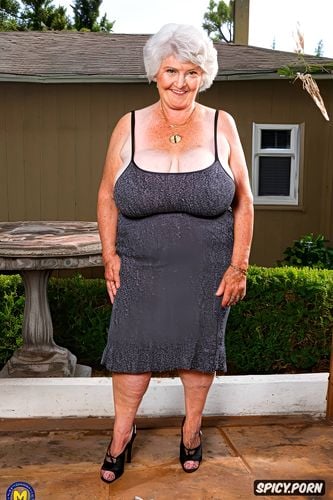 gilf, old irish granny, pale, saggy, naked under her dress, shapely