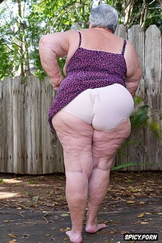 amateur, pretty face, good anatomy, naked ssbbw granny with a gigantic ass and thong
