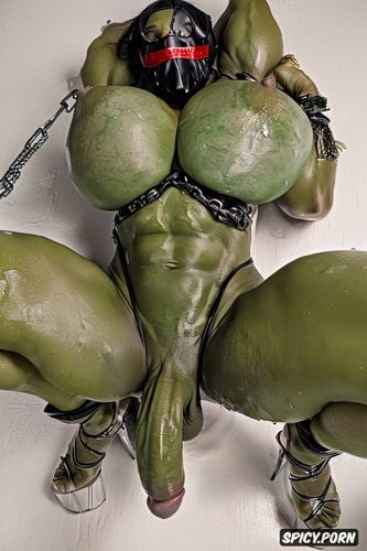 huge dick, masked, multicolor, enormous muscles, chains, monster dick