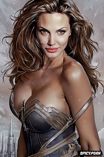 john singer sargeant painting, mature woman, small breasts, angelinajolie is wonderwoman