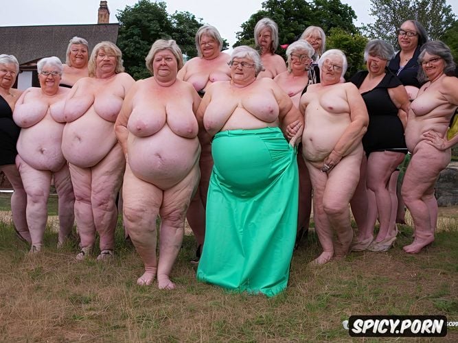 saggy belly, cathedral, ssbbw, saggy breasts, group of old grannies