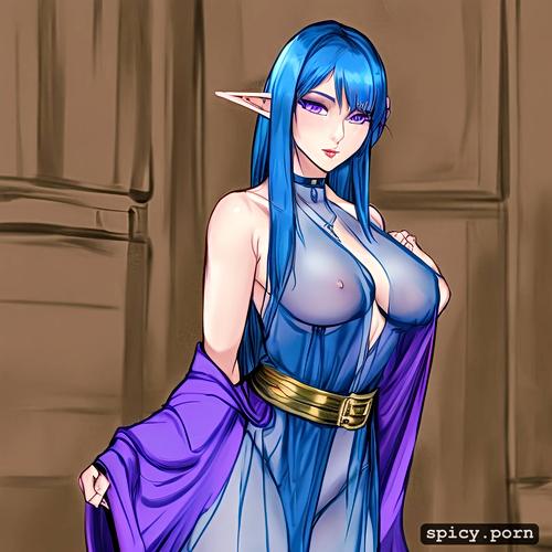 blue hair, silk robe, hy1ac9ok2rqr, chastity belt, 91tdnepcwrer